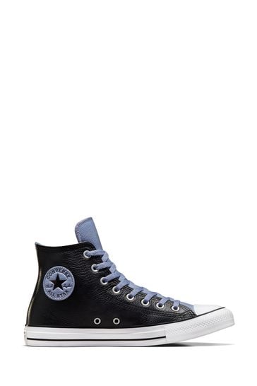 Grey leather converse online high tops