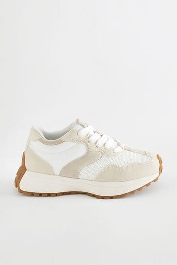 White lace up chunky trainer hot sale
