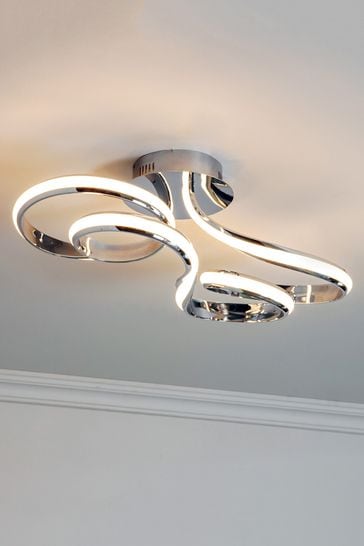 Gallery Home Silver Niamh Flush Ceiling Light