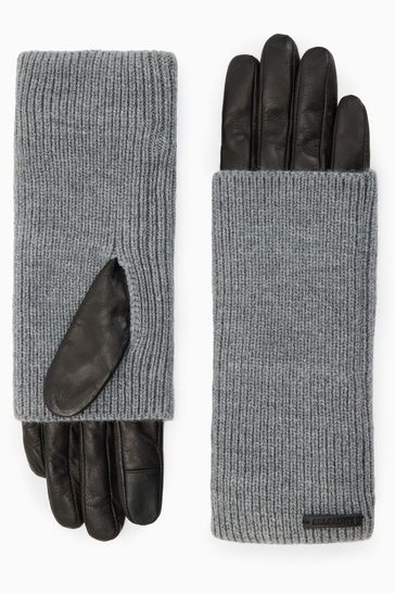 AllSaints Grey Zoya Cuff Gloves