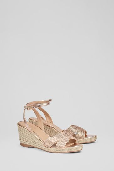 Rose gold metallic wedges hot sale