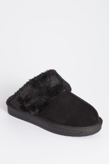 Buy Simply Be Black Suede Slippers in Extra Wide Fit from Next Ireland