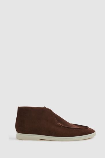 Reiss Brown Kason Mid Suede Slip-On Boots