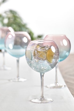 Set of 4 Blue Lanie Ombre Gin Glasses