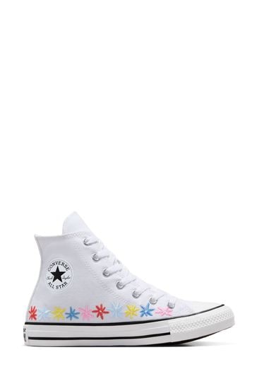 Converse White Embroidered Chuck Taylor All Star Youth Trainers