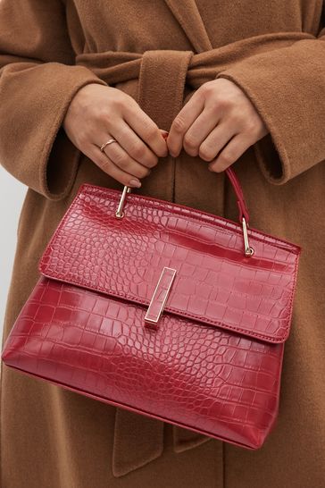 Buy Red Croc Effect Handheld Tote Bag from Next Singapore