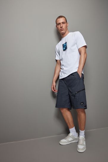 Blue cargo work shorts on sale