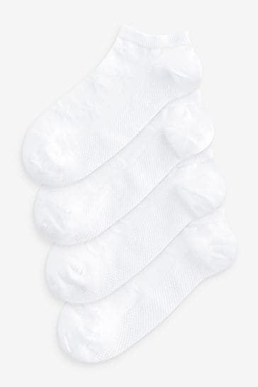 White Heart/Star Textured Trainer Socks 4 Pack