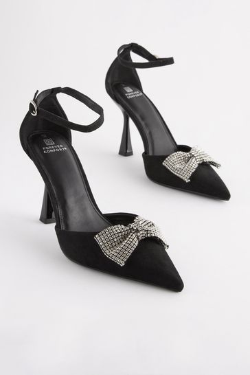 Black Forever Comfort® Bow Point Toe Heels