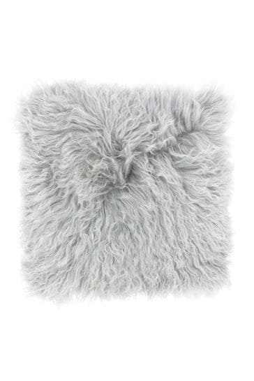 Riva Paoletti Glacier Grey Mongolian Sheepskin Polyester Filled Cushion