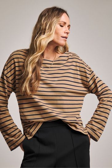 ANTHOLOGY BY JD WILLIAMS- COTTON LONG SLEEVE STRIPE TOP