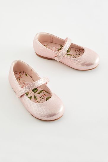 Pink Wide Fit (G) Metallic Mary Jane Occasion Shoes