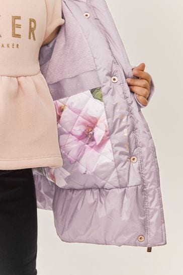 Baker by Ted Baker Shower Resistant Purple Peplum Coat