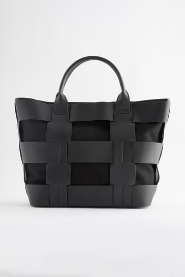 Topshop black weave bag sales
