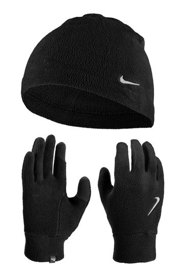 Nike Black Women's Fleece Hat And Glove Set