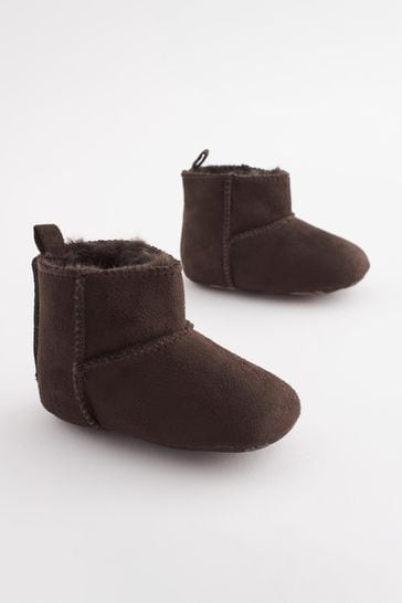 Chocolate Brown Warm Lined Baby Pram Boots (0-24mths)