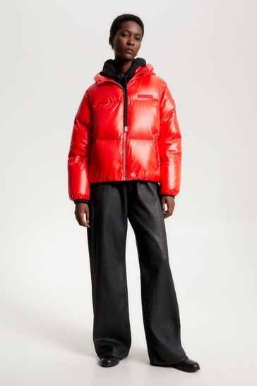 Tommy hilfiger red puffer jacket sale mens