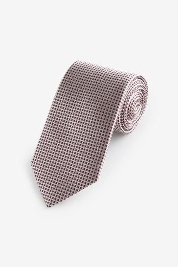 Damson Pink/Neutral Brown Textured Signature Made In Italy Tie
