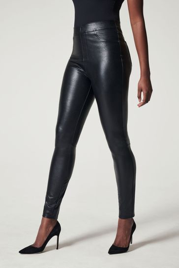 SPANX Leather Like Ankle Skinny Black Trousers