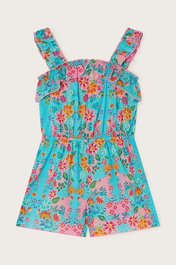 Monsoon Blue Floral Frill Playsuit