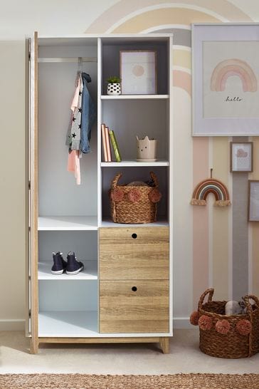 White Wood Effect Parker Kids Double Wardrobe