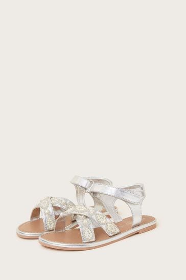 Monsoon Silver Cross-Over Pearly Sandals