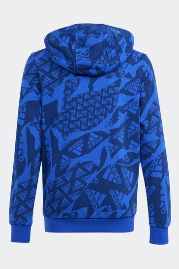 Buy adidas Blue Kids Sportswear Essentials All Over Print Hoodie