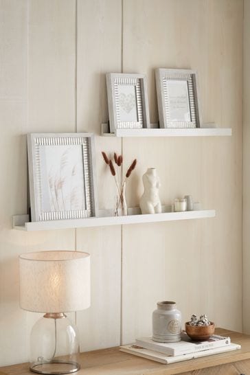 White Wood Effect Picture Ledge Shelves