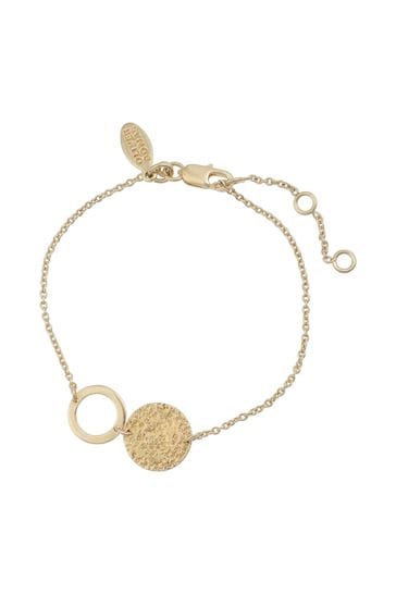 Oliver Bonas Gold Plated Brass Anatola Textured Disc & Circle Bracelet