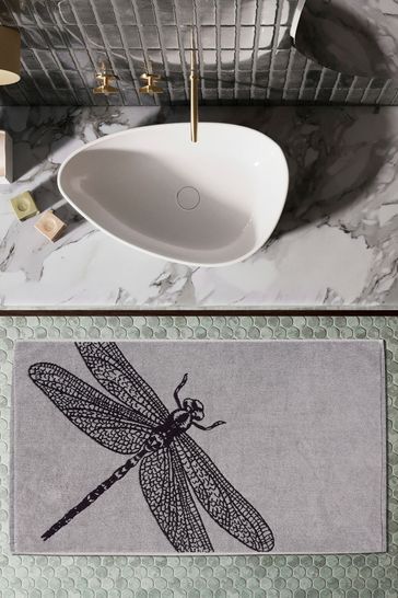 Ted Baker Black White 100 Cotton Dragonfly Bath Mat
