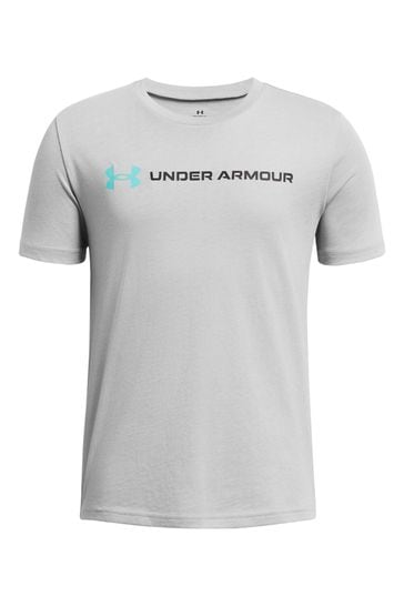 Under Armour Grey/Blue Logo Wordmark T-Shirt