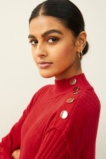 Buy Red Gold Button Longline Cosy Jumper from Next France