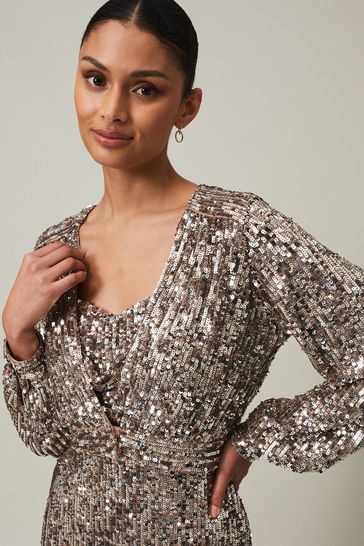 Maxi long sleeve sequin dress shop