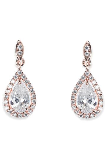 Ivory & Co Rose Gold Belmont And Crystal Teardrop Earring