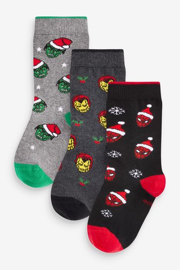 Marvel Avengers Christmas Black/Grey License Socks 3 Pack
