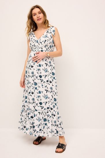 Buy Blue Floral Maternity Midaxi Nursing Dress from Next Oman