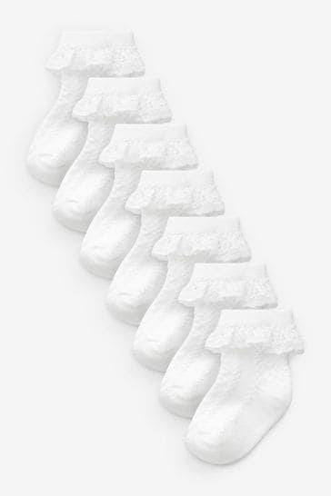 White Lace Baby Socks 7 Pack (0mths-2yrs)