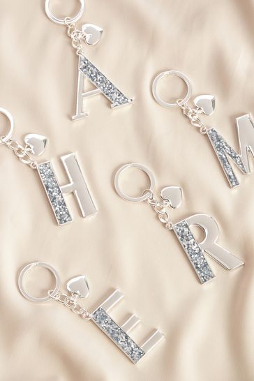 Buy Silver Tone Glitter Initial Keyring from Next Ireland
