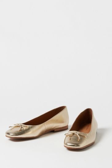 Oliver Bonas Gold Metallic Ballet Flats