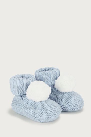 Buy The White Company Pink Knitted Pom Pom Booties from Next Ireland