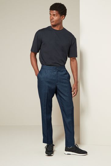 Buy Navy Blue Relaxed Tapered Fit Textured Smart Joggers from Next Denmark