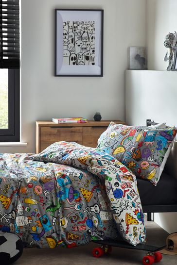 Buy Multi Graffiti Doodle Duvet Cover and Pillowcase Set from the