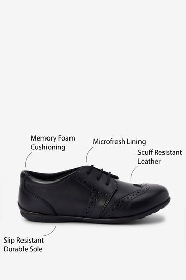 Buy Black Matt Wide Fit G School Leather Lace Up Brogues from Next Oman