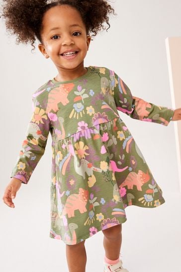 Khaki green long sleeve dress shop