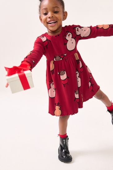 Buy Red Long Sleeve Jersey 100 Cotton Christmas Dress 3mths 7yrs from Next Hungary