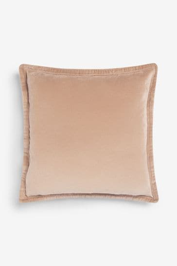 French Connection Toasted Almond Washed Velvet Cushion