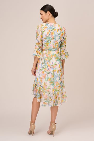 Buy Adrianna Papell Floral Faux Wrap White Dress from Next Luxembourg