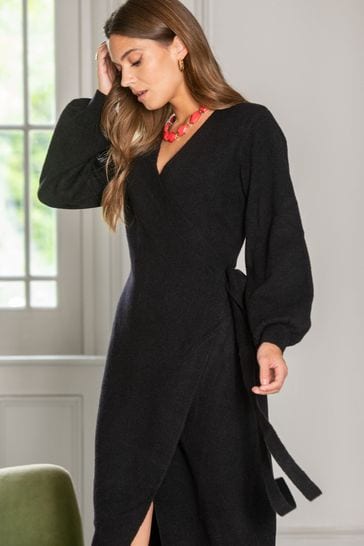 Buy Pour Moi Black Elle Knit Midi Wrap Dress from Next Netherlands
