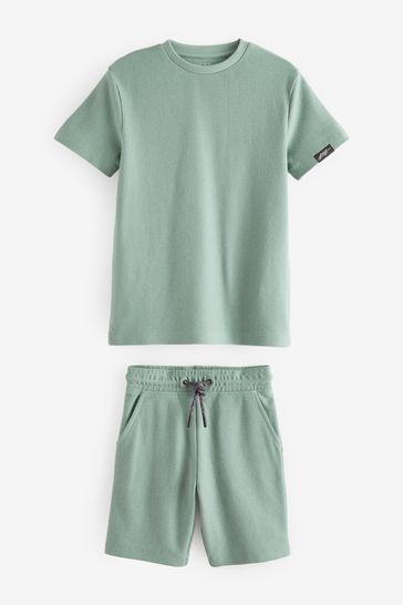 Buy Green Texture 100 Cotton Shorts and T Shirt Set 3 16yrs from Next Oman
