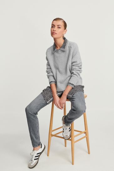 Buy Grey Floral Shirt Layer Jumper from Next France